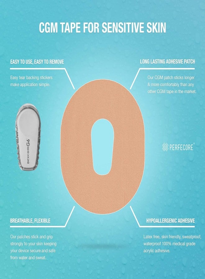 Perfecore Adhesive Bandage Patches Compatible with Dexcom G6 (30-Pack Set) – Waterproof, Sweatproof Continuous Glucose Monitor Sensor Cover Tape for Sensitive Skin - Image 3